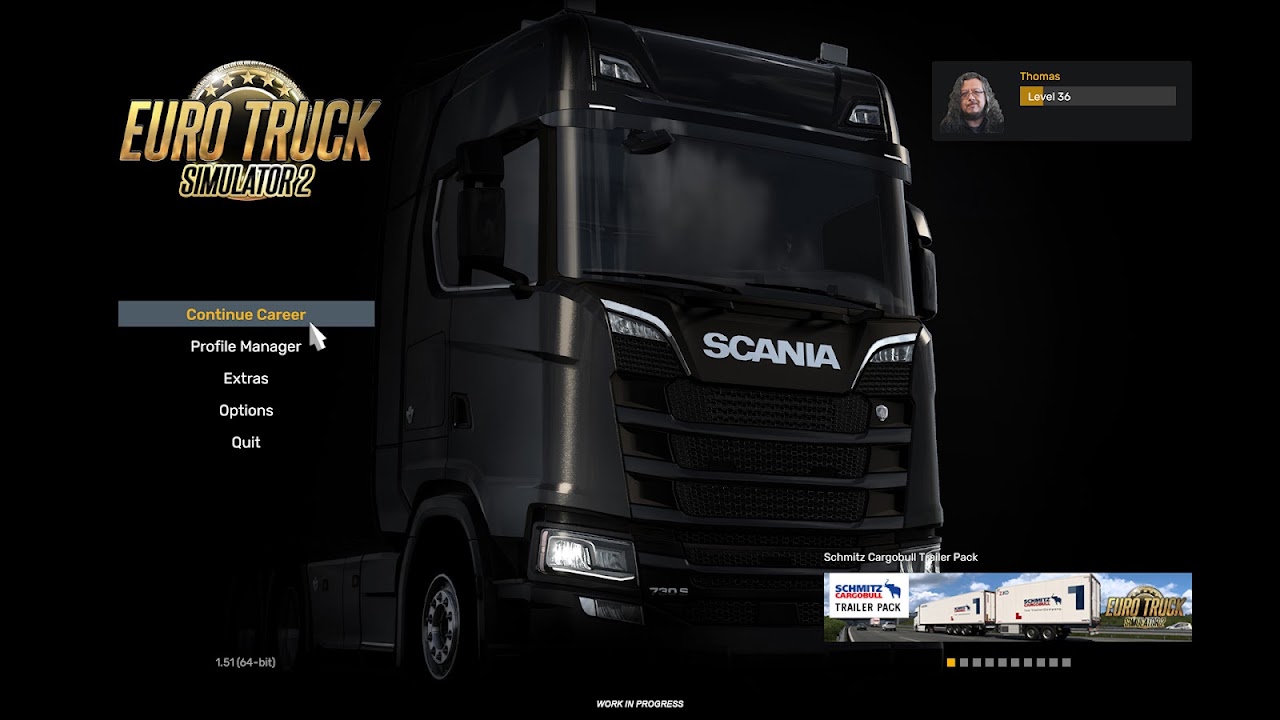 Обновление ETS2 1.51: новый титульный экран